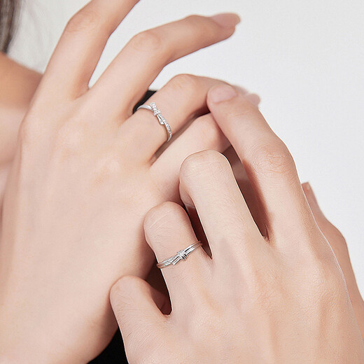 Fanci (Fanci) Simple Love Couple Ring Ring with Bow Adjustable Birthday Confession Gift for Girlfriend Simple Love Couple Ring