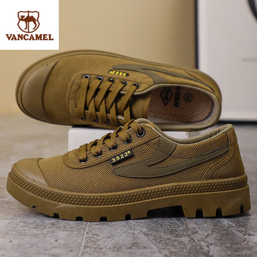 Western Region Camel 3522 Camel Camel 3522 Casual Anti-Slip Breathable Hiking Shoes Canvas Shoes Soft Sole Wear-Resistant Hiking Outdoor Authentic Labor Protection Shoes Men 43 Improved Liberation Shoes (Fashionable Model) x Kaki