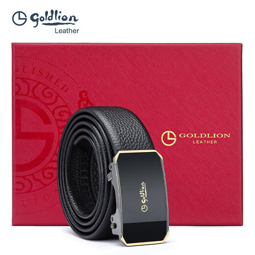 Goldlion belt men's business casual first-layer cowhide automatic buckle inner buckle trouser belt gift box New Year gift giving