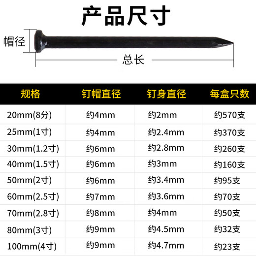 Huxin Special Cement Nails Household Nails Steel Nails Wall Nails Round Nails Carpentry Nails Concrete Picture Frame Hanging Nails White Zinc Cement Nail Set 9 Specifications