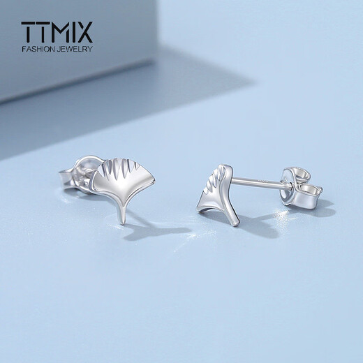TTMIX women's platinum earrings pt950 personalized small platinum earrings with ginkgo leaf design 1.3-1.5g