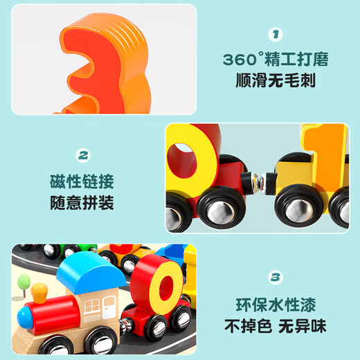 Magic Beans Live Magnetic Digital Train Toys Children's Rail Track Building Blocks Power Baby 1-2 Years Old 3 to 6 Boys Upgrade Cartoon Model (15 Magnetic Digital Train)