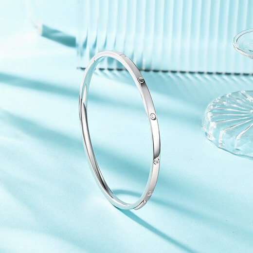 Liuguifu Jewelry platinum bracelet for women PT950 platinum semi-solid with simple diamond pattern as a birthday gift for girlfriend 10.05g 58 circle size