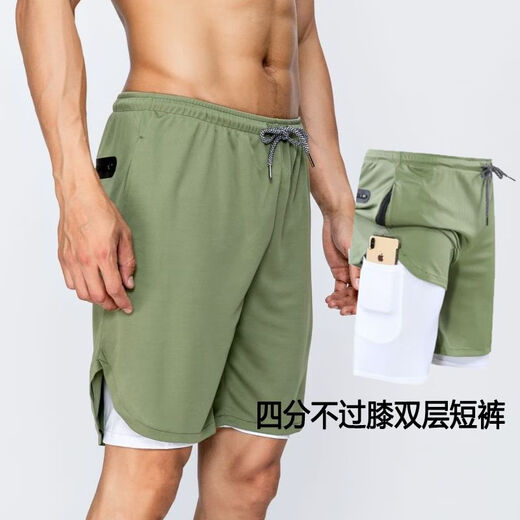 跑步短裤二合一马拉松男可放手机双层带内衬运动美式假两件篮球 9904#黑色 M XL180c130-145斤