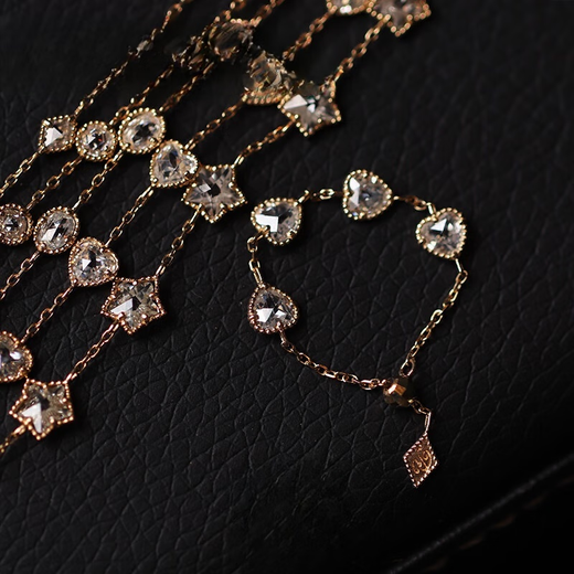 Beiyou original design Galaxy Pouring Moissanite non-diamond dream come true double-sided 14k gold bracelet does not support 7 days without reason