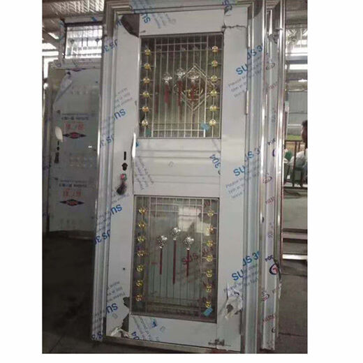 Qinkai изготовленная по индивидуальному заказу полустеклянная полноволновая защитная дверь из нержавеющей стали, дверь из нержавеющей стали 304, вход из белой стали, одна дверь, вентиляционная дверь, утолщенная дверь 860 * 2050, 304 утолщенная