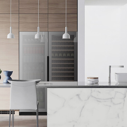 EREMITE ultra-thin frequency conversion embedded wine cabinet constant temperature wine cabinet constant temperature and humidity cigar cabinet cold drink tea refrigerator living room home wine storage cabinet Embraco frequency conversion cigar and wine integrated cabinet mirror door 325L mirror door