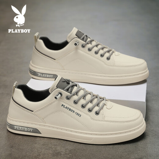 Playboy (Playboy) Herrenschuhe Herren 2025 Sommer lässige Schuhe Herren Trendy Board Shoes Herren Modegeschäft weiße Schuhe Beige 42