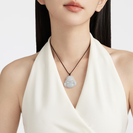 周大福 福态平安佛公 翡翠玉吊坠 K62120