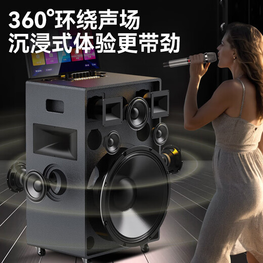 SANSUI Q188 square dance karaoke all-in-one audio Q189 outdoor audio high-power bass performance audio mobile speaker stage performance Bluetooth karaoke singing speaker Q189+18-inch+21-inch screen+500G+free three-year membership