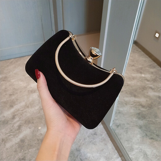 New style handbag velvet dinner bag cheongsam bag handheld celebrity bag party bag diamond handbag dress party bag naked black body