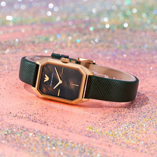 安普里奥·阿玛尼（Emporio Armani）女士石英腕表满天星欧美时尚女表 生日礼物送女友老婆 方盘小绿表AR11149