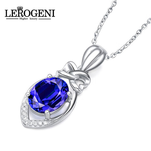 Lerogeni Halskette für Frauen Tansania 5A Grade Blue Edelstein Anhänger High-End-Luxus-Schmuck Geburtstag Geschenk Tanzania Stein Anhänger Sitte Sitte