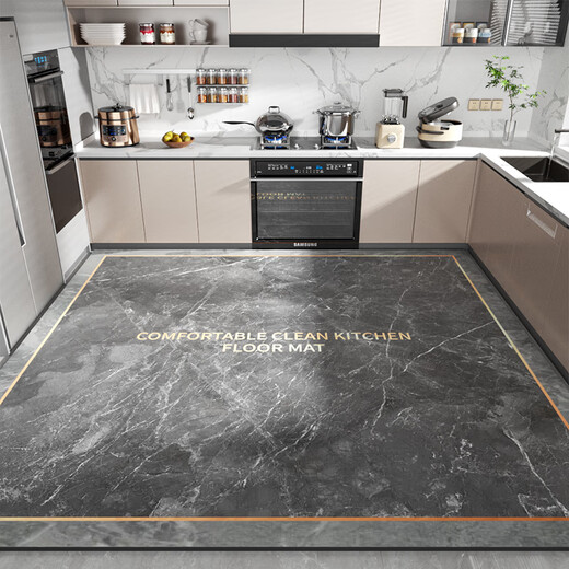 Gudie Kitchen Floor Mat Non-slip and Oil-proof Wipe-Free Diatom Mud Water-Absorbent Mat Home Door Mat Bathroom Mat Line Blue-Minimalist 40X120cm Water-absorbent and dirt-resistant and quick-drying