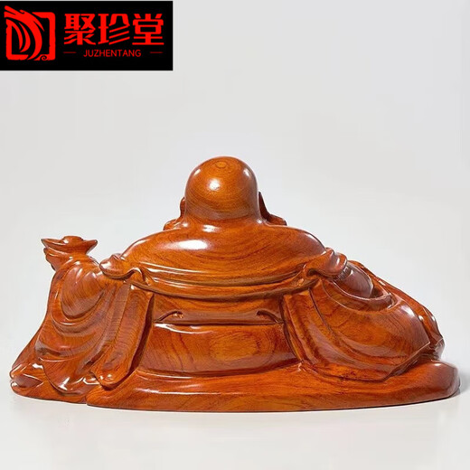 弥勒佛摆件黑檀木雕刻笑佛红木工艺品客厅家居装饰摆件开业送礼品 花梨木弥勒佛 长宽高：38*23*20厘米