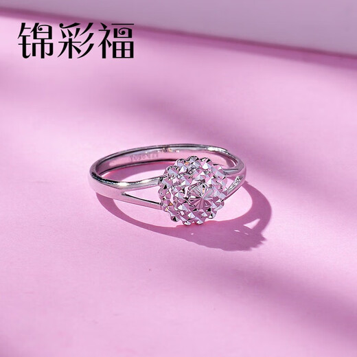 Jincaifu PT950 multi-layered round imitation diamond platinum ring, versatile platinum hand jewelry for women, platinum round imitation diamond ring, about 3.3g