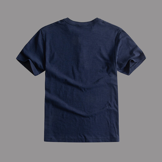 AK ARMY Spring and Summer New Ami Khaki Retro Henley Collar Short-Sleeved T-Shirt Men's Casual and Versatile White Short-Sleeved T-Shirt Men Navy Blue L