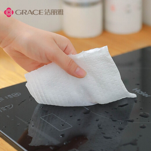 Grace lazy rag thickened wet and dry kitchen disposable rag not easy to stain with oil cleaning cloth lazy rag pure white (single roll)