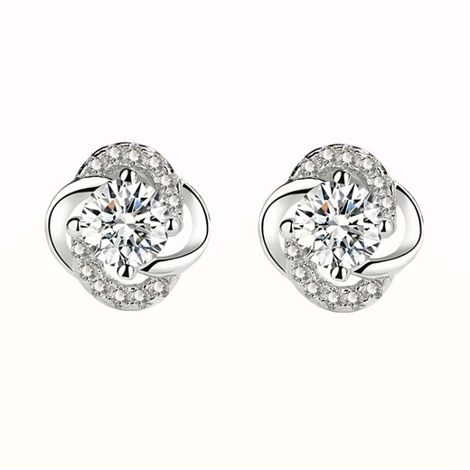 Nilan four-leaf clover platinum earrings PT950 female cute simple lucky earrings Memorial Day Valentine's Day platinum love earrings gift box + certificate