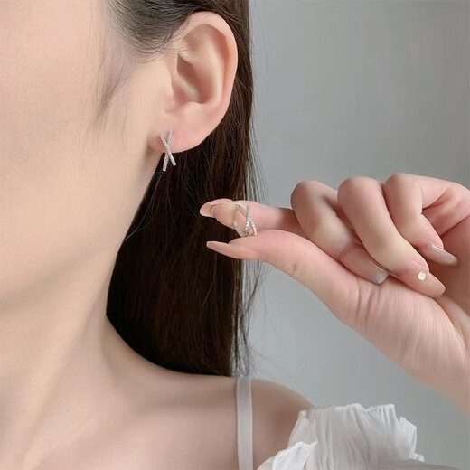 Nilan platinum earrings PT950 moissanite for women light luxury platinum cross diamond earrings earrings free platinum cross earrings