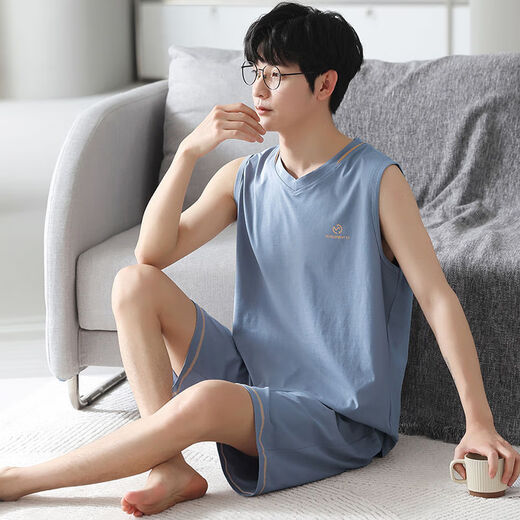 Ran Minchun Pyjamas Herrenweste Sommer Dünner Anzug Herren Hauskleidung ärmellose 200 Jin [Jin ist gleich 0,5 kg] Plus Größe 12027 L [Empfohlen 100-140 Jin [Jin gleich 0,5 kg]]]