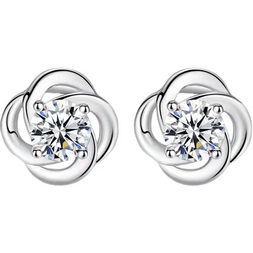 CEENIU Fat Donglai same style pt950 platinum ear stud earrings exquisite moissanite diamond niche fashion 18Kl platinum earrings Pt950 platinum four-leaf clover ear studs