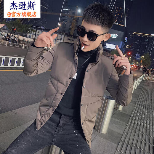 Jason's down jacket men's winter 2025 new trendy short thickened cotton jacket high-end handsome men's cotton jacket XZ312A-8810 black M recommended 90-110Jin Jin equals 0.5 kg