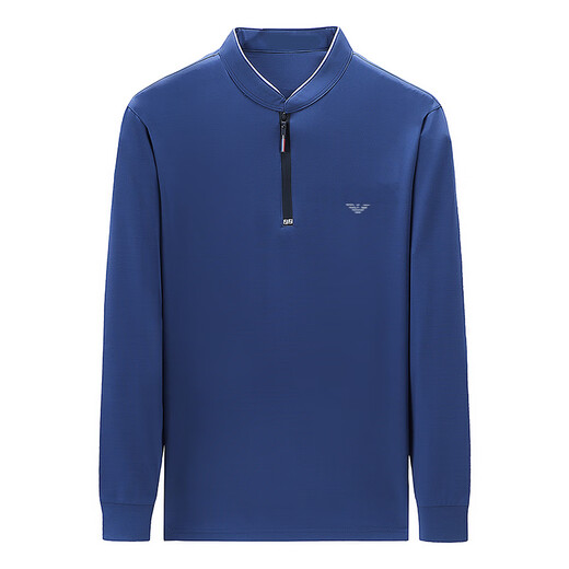 Emporio Armani High-End Mulberry Seide Langarmiertes T-Shirt für Männer im Herbst und Winter mittleren Alters Casual Sweatshirt Dunkelblau (6625) Plüsch 3xl 190/104a