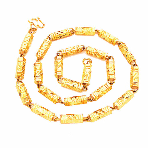 Fat Donglai's same Vietnamese sand gold necklace for men and women, 24k gold-plated gold hexagonal bamboo necklace, euro coin hard, 2.5 mm thick