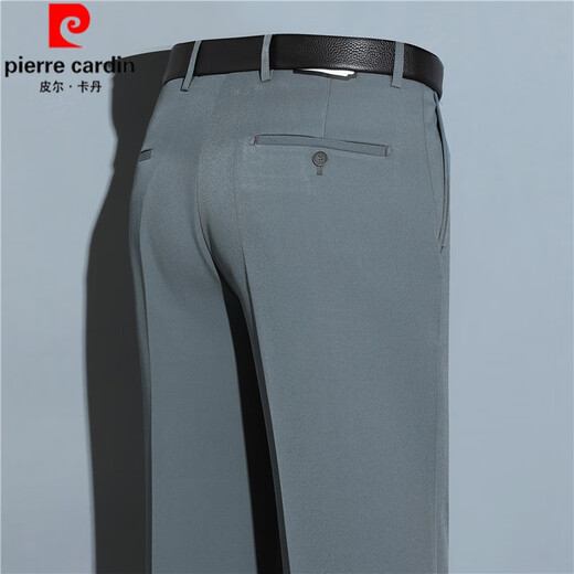 Pier Cardin autumn and winter thick elastic middle-aged and elderly men's trousers high waist deep men's trousers casual pants loose straight dad's trousers 9221 light gray size 32 size waist 2 feet 5=83CM