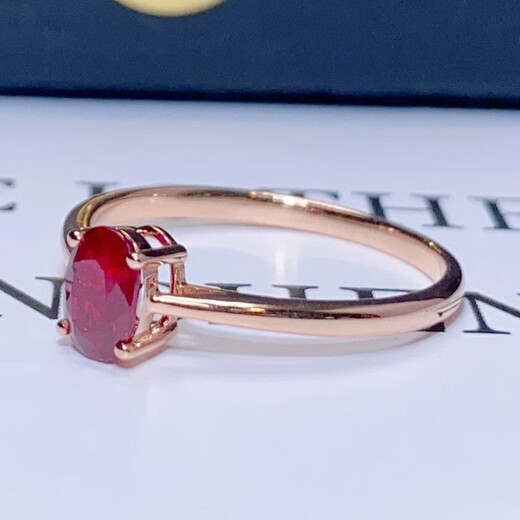 YIBA 0.8 carat natural pigeon blood red ruby ring colorful treasure 18K gold diamond ring for girlfriend birthday gift 0.8 carat size remarks (No. 9-20 ready stock)