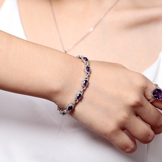 GEM STONE KING amethyst bracelet 8.55 carat amethyst 925 silver inlaid with colored gemstones as a Goddess Day gift for your girlfriend