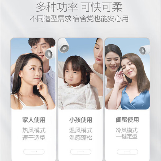 Xiaoshi (showsee) home hotel dormitory hair dryer high power 20 million high concentration negative ions hair care high wind speed drying noise reduction leafless gift portable 1800W high power hair dryer large air volume A10 comes standard with 20 million negative ions