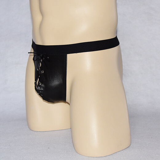 Men's patent leather briefs sexy crotch hollow thong sexy underwear 4110 All size