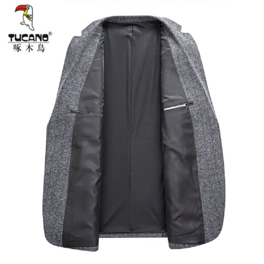 Woodpecker (TUCANO) woolen suit jacket men's casual single Western Korean version slim fit thick knitted stretch suit top single autumn and winter style gray wool thick section 175 L 120-135Jin Jin is equal to 0.5 kg