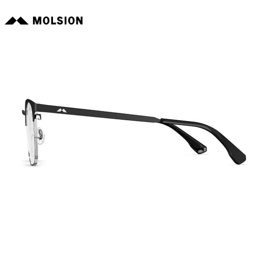 MOLSION陌森近视眼镜男款D形女款可配度数眼镜架防蓝光MJ7371 B15银色|上眉半光哑黑 框+优可视灰变1.74片(600度以上)