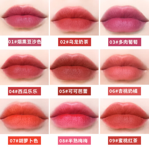 ZEESEA Color Velvet Mist Lip Glaze Color Lipstick Lip Balm Lip Gloss Lip Gloss Gift Box Gift Beauty Makeup Set Velvet Style-Peach Black Tea