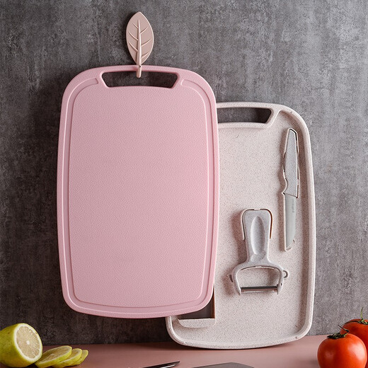 Bayco knife set of four pieces, kitchen knife, cutting board, food supplement tool, slicing knife, fruit knife, melon planer, chopping board, beige XY90037