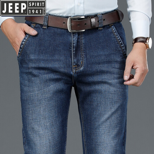 吉普（JEEP） 牛仔裤男士宽松直筒2025春秋季商务男裤青年长裤子夏季 6913-2#【蓝色】 33