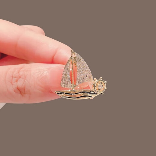 LEMIAO small sailing boat brooch, male and female temperament badge, smooth sailing pin, anti-exposure buckle, suit corsage, accessories, Chinese Valentine's Day gift, smooth sailing brooch A16-110