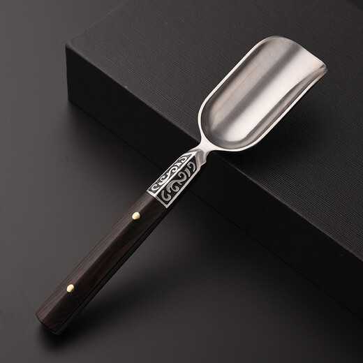 Jinge Pu'er tea spoon tea set accessories solid wood tea spoon Damascus tea tea shovel Kung Fu tea set Liujunzi ebony stainless steel tea spoon