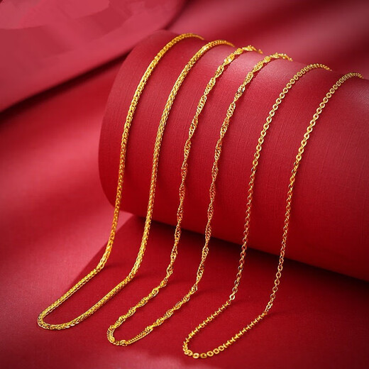 LISM Hong Kong duty-free 9999 true gold necklace women's O-shaped chain water wave chain plated 18k gold baby's breath chain versatile chain baby's breath chain