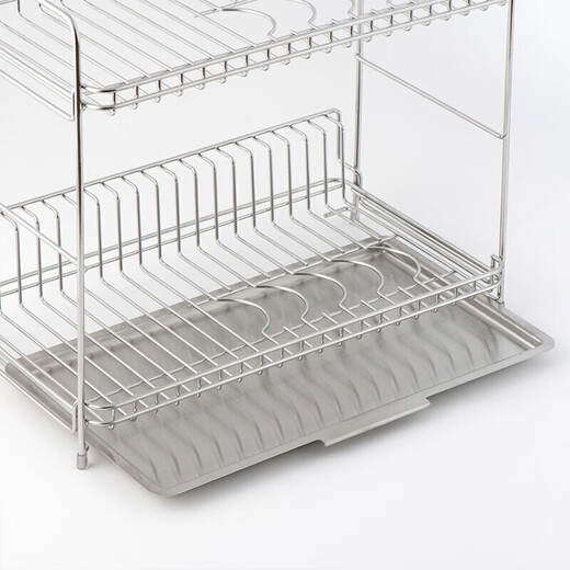 MUJI stainless steel double-layer drain basket kitchen rack bowl rack countertop dish rack sink storage rack