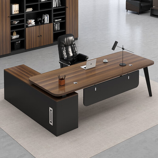 Han and Tang Shuangsheng desk boss desk simple modern president desk manager supervisor desk executive desk office furniture table and chair combination gray oak 200*80*75 boss desk + side