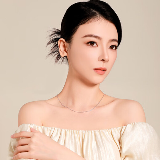 Mengjinyuan Platinum Necklace PT950 Platinum Car Flower Sparkling O-shaped Chain Clavicle Chain Versatile Birthday Gift for Girlfriend Weight Approximately 4.1g Chain Length Approximately 42cm