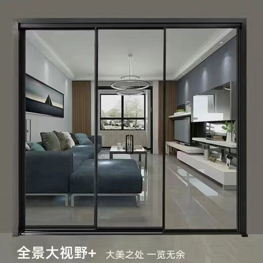 勤凯定制厨房推拉门极窄边框三联动长虹玻璃门阳台客厅隔断移门包安装 三联动包安装每平方价格