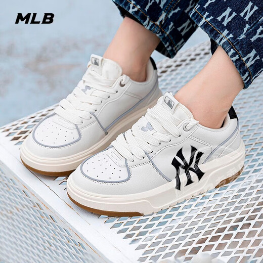 Major League Baseball (MLB) shoes for men and women, NY New York Yankees baseball sports thick soles, increased breathability, low-top sneakers, casual shoes for seniors 3ASXCA12N-50WHS/recommended to go up half a size 41 260/one size smaller