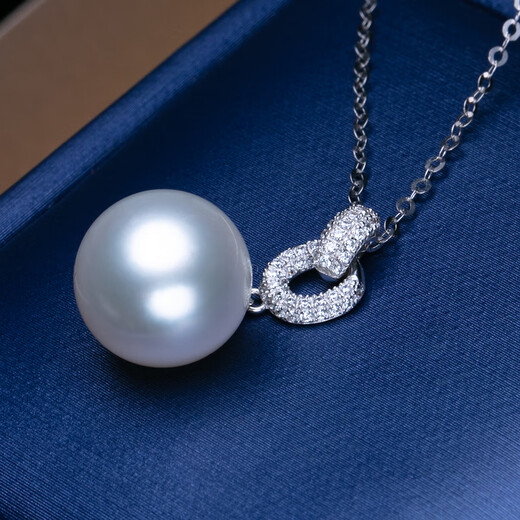 Nanxi 18K gold Nanyang Australian white pearl pendant single attachment noble white seawater pearl necklace women's jewelry white 18K gold 11-12mm+18K gold chain