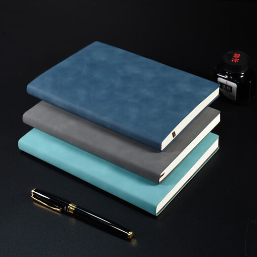 Ziyuan Schafsleder-Notizbuch, A5-Notizbuch, kann individuell angepasst werden, verdickter Notizblock, Business-Notizbuch aus schwarzem Leder, Arbeitsnotizbuch, Büro, einfaches Tagebuch, Text, Kunstdruck, Logo, tragbar, Retro, A6, Marineblau, 160 Seiten