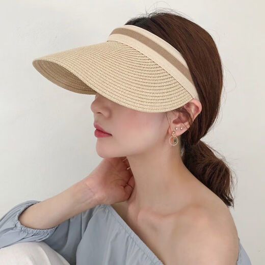 Hedon Strohhut Frauen Sommer Strand leerer Top-Hut Frauen Sonnenschutz Sonnencreme Hut koreanischer Stil Baseball Mütze Haare Zylinder KT-3524 [immer noch leeres Oberteil weben] -Kaqi